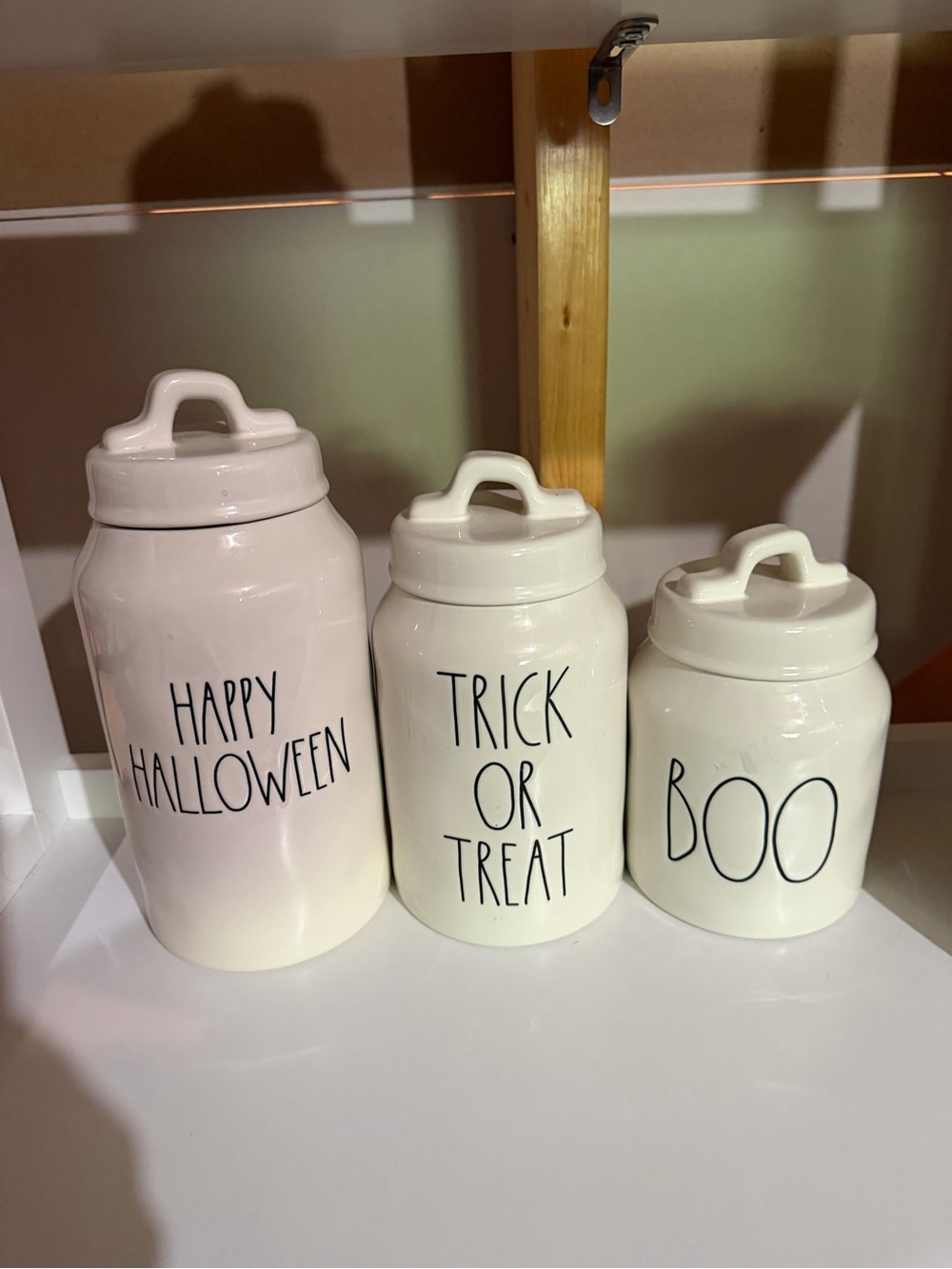 Halloween Ceramic Canister Set - "Happy Halloween" "Trick or Treat" "Boo"